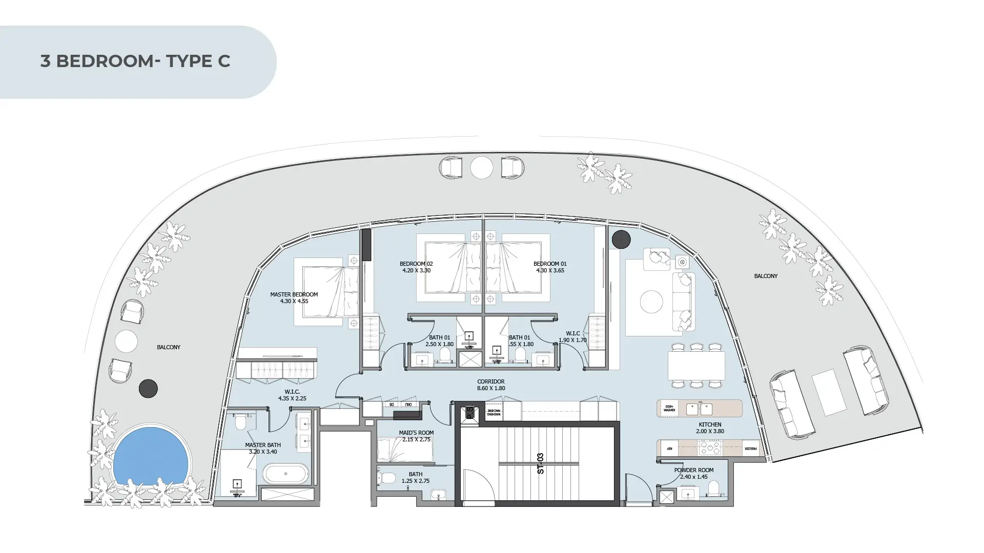 3 BR - Type A